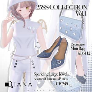 【15アバター対応】キラキラ大粒ビジューつき☆華やか魅せパンプス【VRC想定衣装】