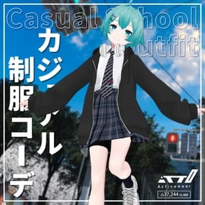 【9アバター対応】カジュアル制服コーデ+ヘッドホン付き!【PB設定済み】