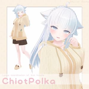 【複数アバター対応】ゆったりニットパーカーコーデ ChiotPolka