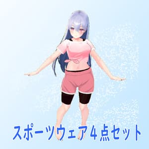 スポーツウェア4点セット シャツ+スポーツブラ、ボトムス、スパッツのセット