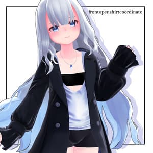 【スキニング済衣装】フロントオープンシャツコーデ