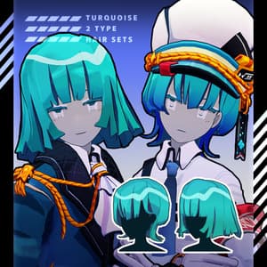 ターコイズ氏向け 2Type Hairsets/2種の髪型セット