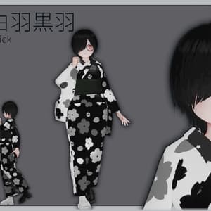 ソルシエル素体想定衣装「和服_白羽黑羽」