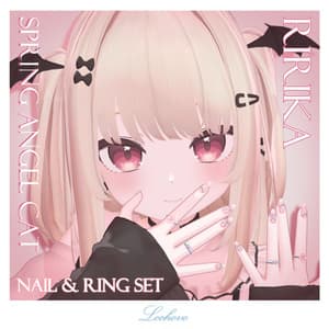 【15対応】Spring Angel Cat Nail & Ring Set