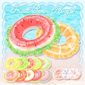 2025リメイク版追加!フルーツ浮き輪15種セット-Fruit Swim Rings-【3Dmodel】