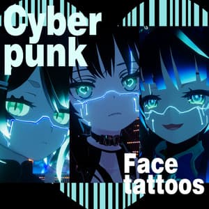 「9対応」セレスティア/ソフィナ/龍のヨル/红尘/舞夜/チセ/ 御咲/ 桔梗/竜胆 Cyber punk Face tattoosリボンタトゥー