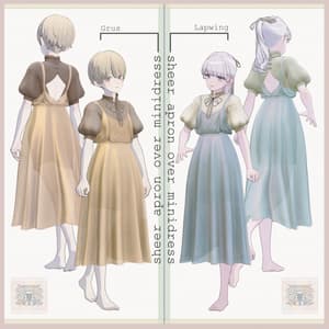 4アバター対応∴sheer apron over minidress