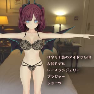 サタリナ族のメイドさん用の衣装、レースランジェリーセット(ブラジャー、ショーツ)