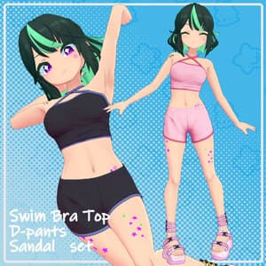 【レイシャークコーデ】スイムブラトップ&ドルフィンパンツ&サンダルセット