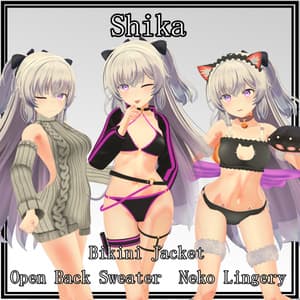 【しいか用】 ビキニジャケット/ 例のセーター/猫ランジェリー - Open Back Sweater/ Neko Lingerie/ Bikini Jacket - for Shika