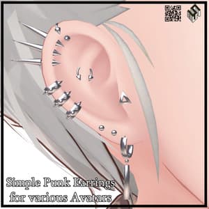 【10モデル対応】シンプルパンクピアス - Simple Punk Earrings For 10 Avatars