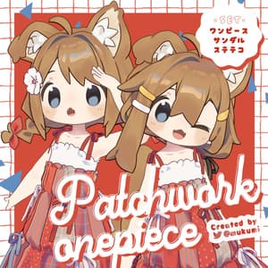 【10アバター対応】パッチワークワンピース &【7アバター対応】みつあみヘア / 3D衣装