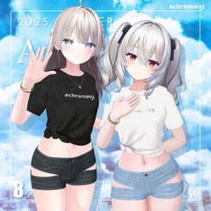 【しなの対応追加】カットアウトホットパンツ+へそ出し結びTシャツ【8アバター対応】