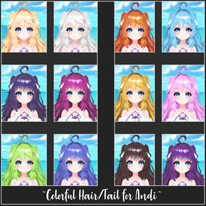 Colorful Hair and Tail for Andi | アンディのカラフルな髪と尻尾