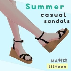 複数アバター対応.カジュアルサンダル.【3D衣装】