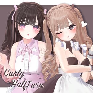 【10アバター対応ヘアー】Curly Half Twin